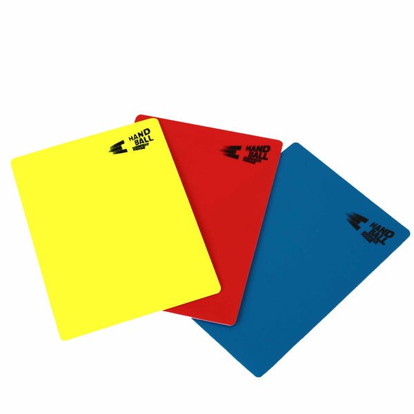 Cartes d'arbitre jaunes, rouges et bleues