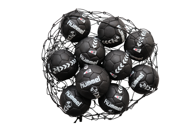 Ballon de softhandball taille 0 (46cm), noir – Lot de 10 pièces avec filet de ballons