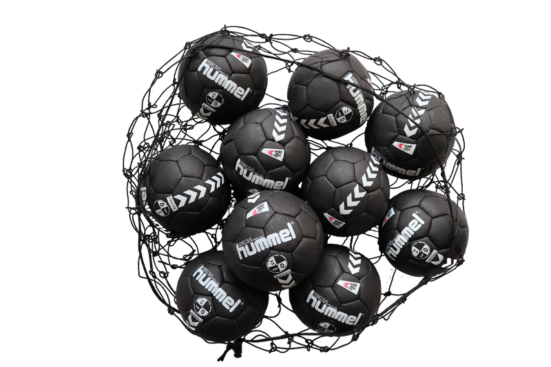 Softhandball Grösse 0 (46cm), schwarz – 10er Set mit Ballnetz